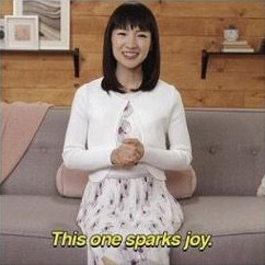 A screenshot of Marie Kondo stating &quot;This one sparks joy.&quot;